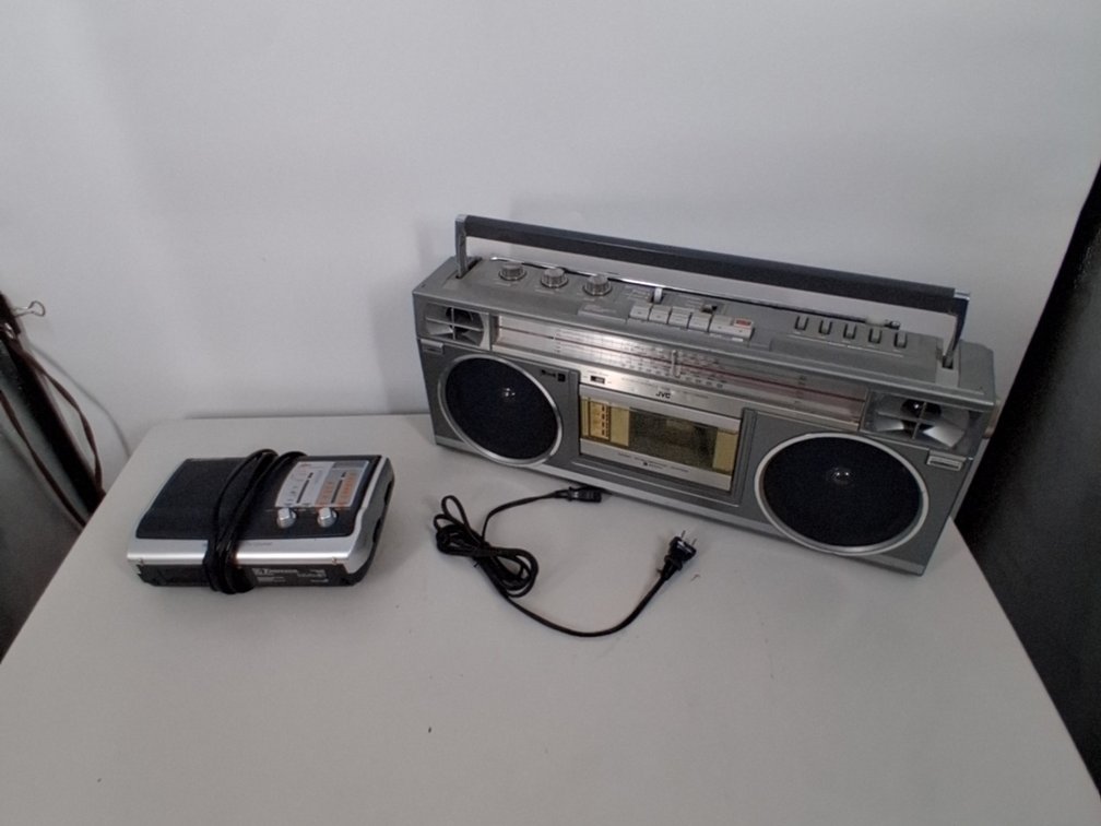 vintage JVC boombox-model RC-575JW and an Emerson