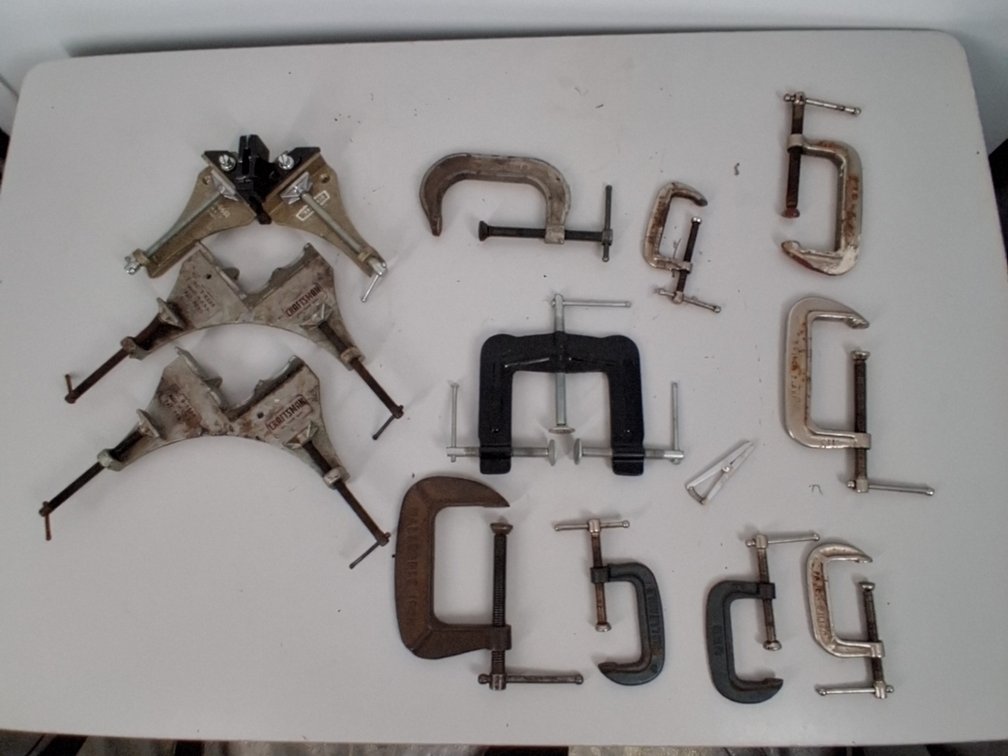 lot of clamps incl. c-clamps-largest is 3"
