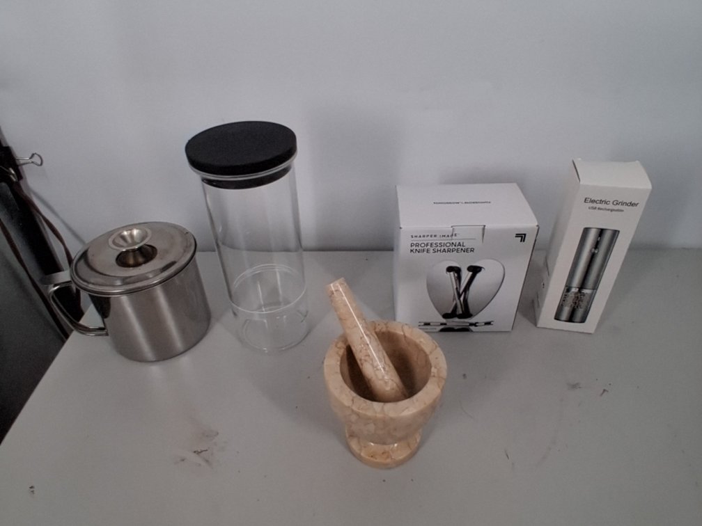 kitchen lot of Sharper Image knife sharpener