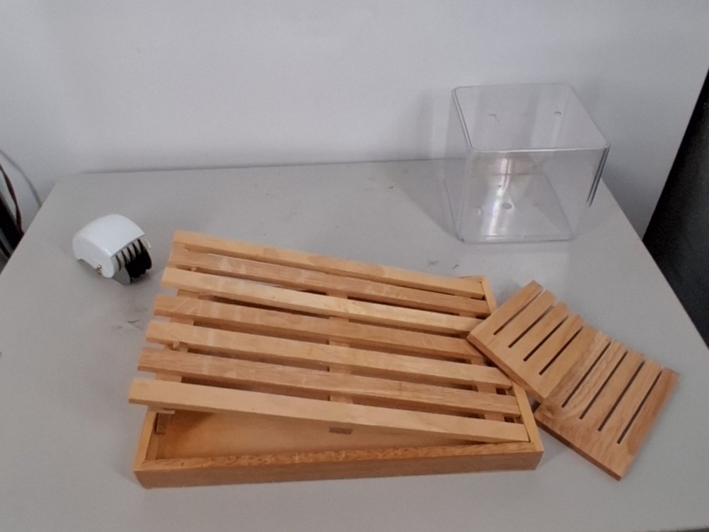 lot of multi blade rolling slicer, wooden