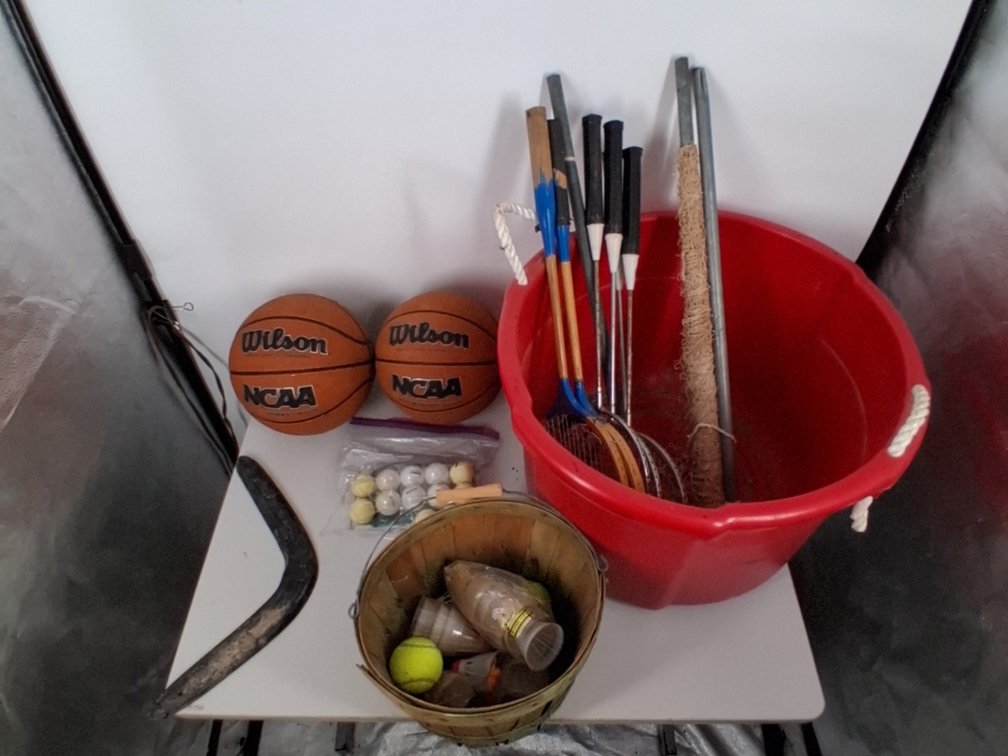 sports lot of boomerang, shuttlecocks,