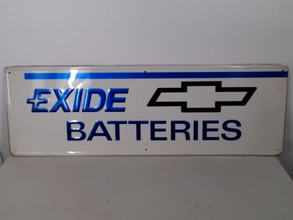 Exide Batteries tin sign, 36"X12"