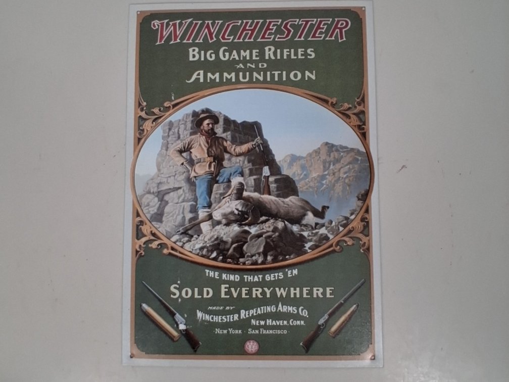 Winchester Big Game Rifle and ammo tin sign