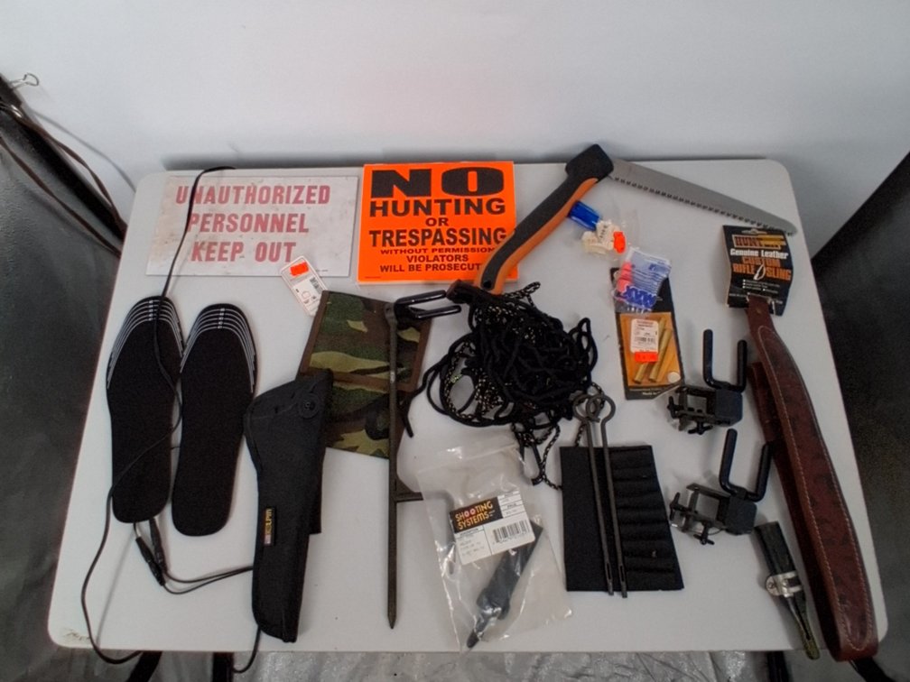 lot of gun sling, No Hunting sign booklet,