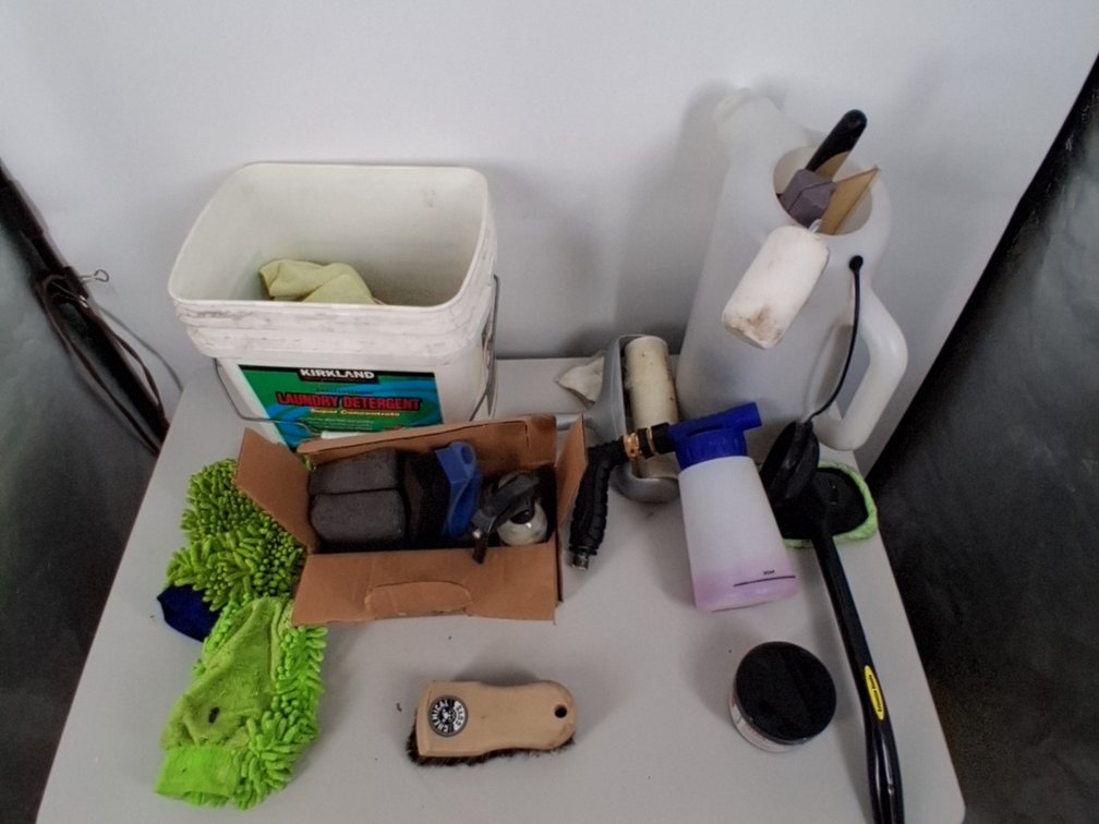 lot of foam soap sprayer, car detailing