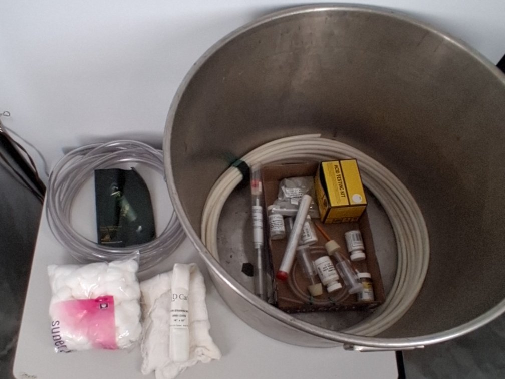 wine making supplies incl. large pot