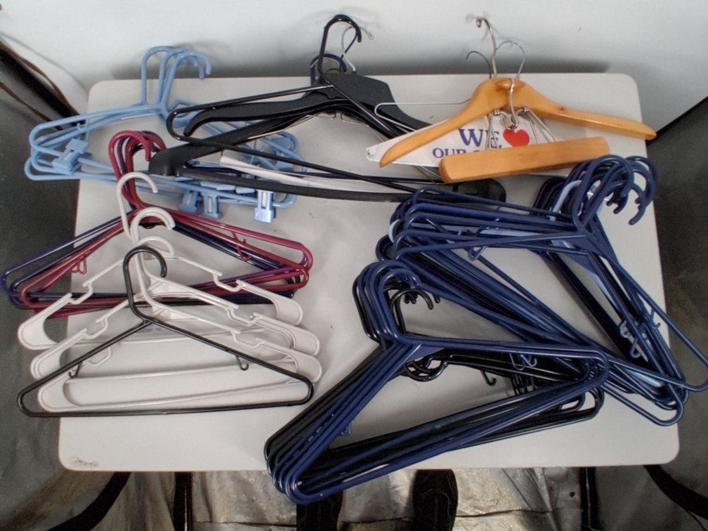 box of hangers, box is 16"x15"X11"