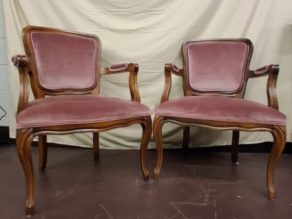 2 vintage Louis XV style armchairs upholstered
