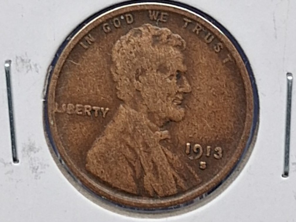 1913 S Lincoln Wheat Penny Coin