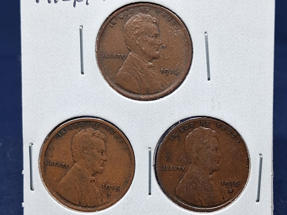 1916 PDS Lincoln Wheat Penny Coins