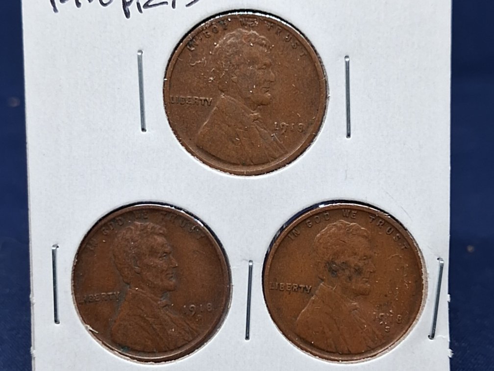 1918 PDS Lincoln Wheat Penny Coins