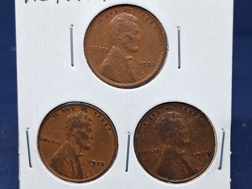 1921, 23, '24 Lincoln Wheat Penny Coins