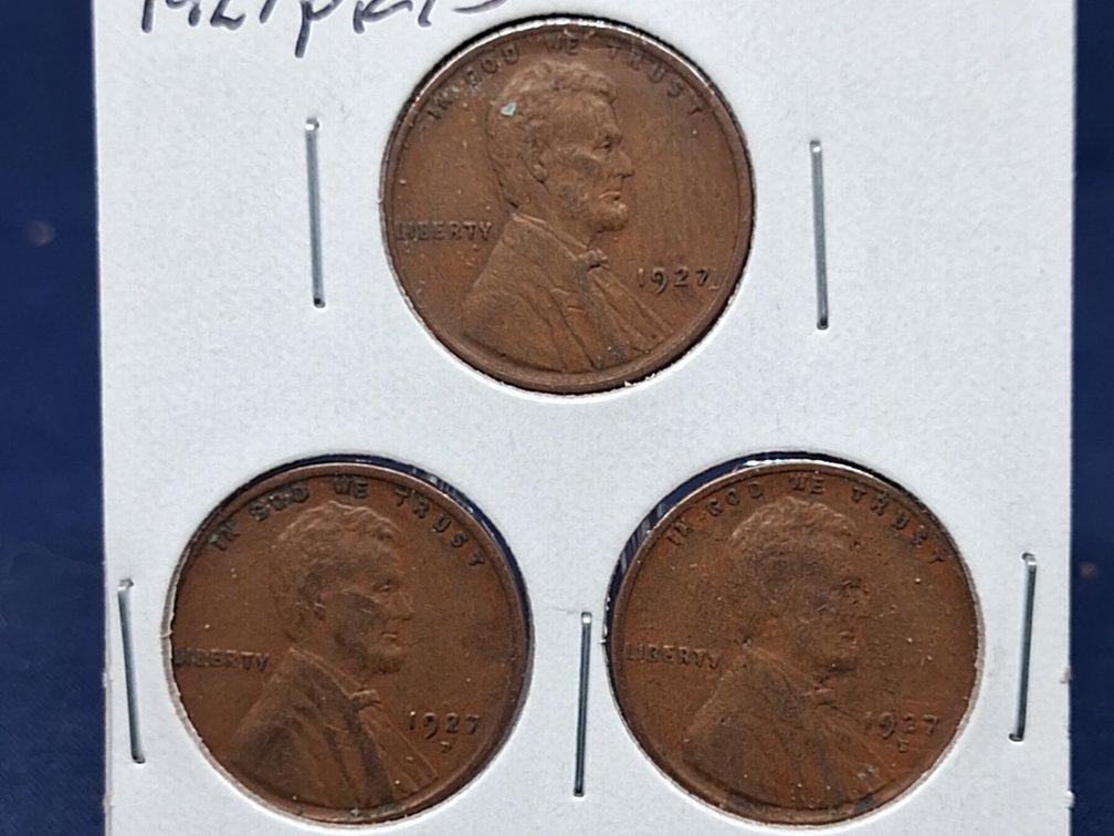 1927 PDS Lincoln Wheat Penny Coins
