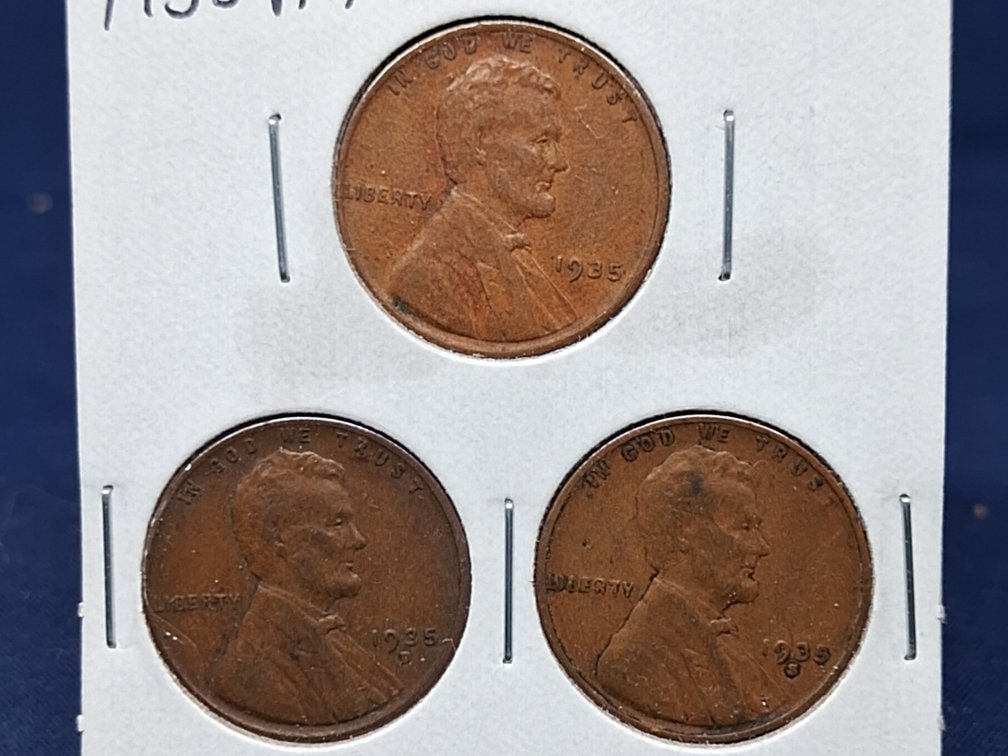 1935 PDS Lincoln Wheat Penny Coins