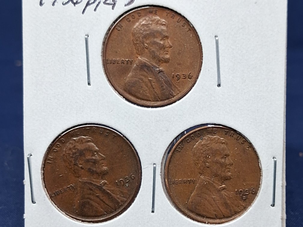 1936 PDS Lincoln Wheat Penny Coins