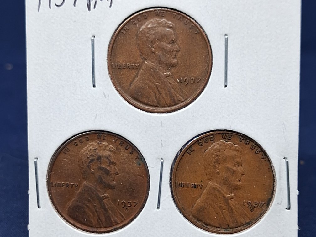 1937 PDS Lincoln Wheat Penny Coins