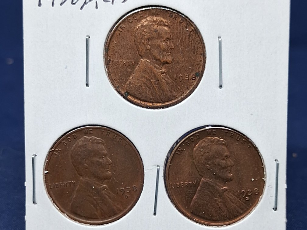 1938 PDS Lincoln Wheat Penny Coins