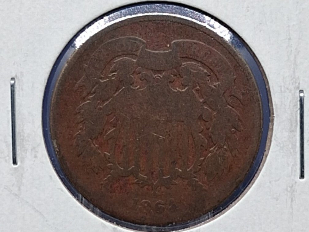 1864 Two Cent Piece Coin