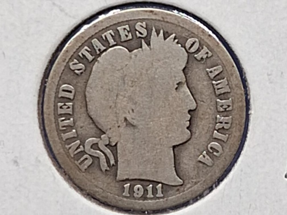 1911 Barber Dime Coin