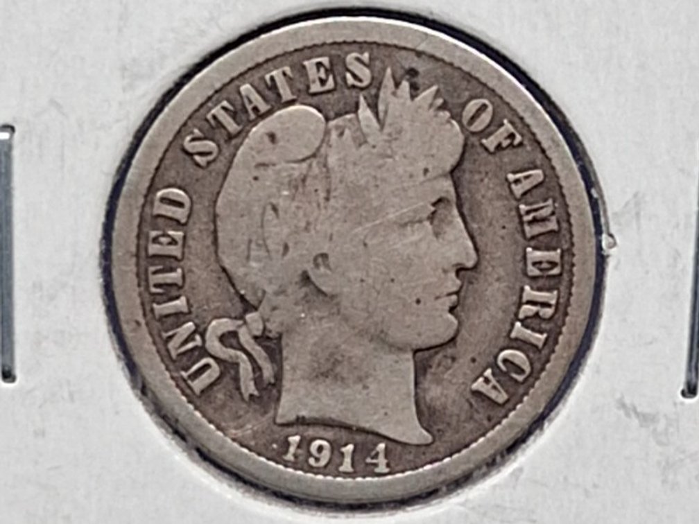 1914 D Barber Dime Coin