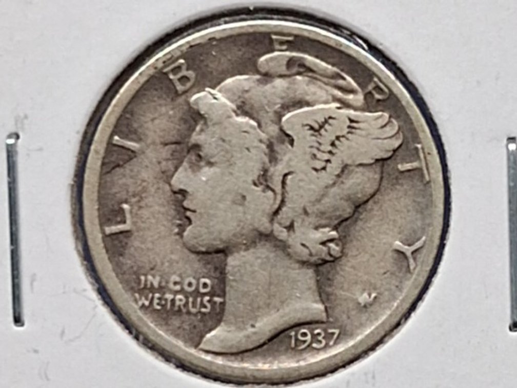 1937 D Mercury Dime Coin