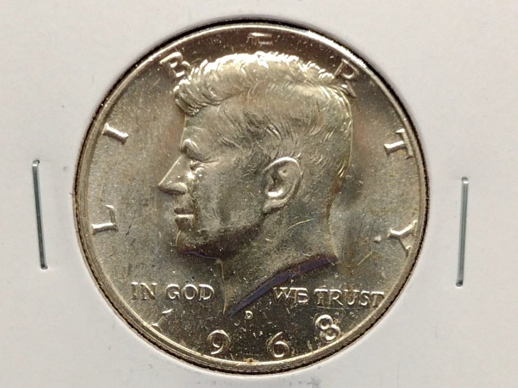 1968 D BU 40% Silver Kennedy Half Dollar Coin