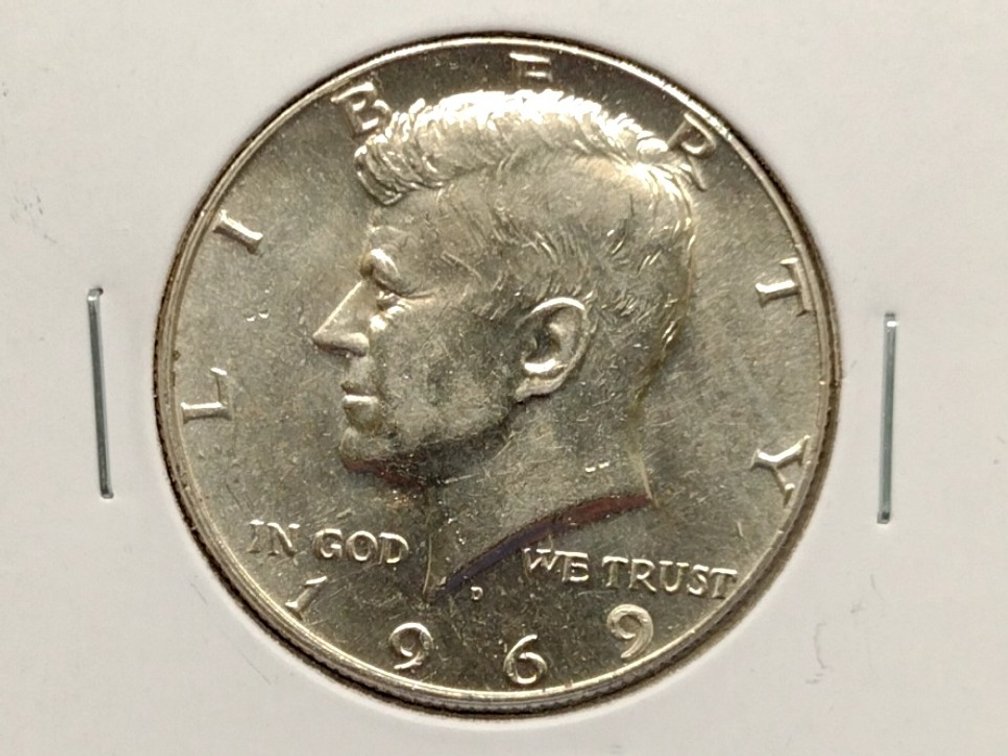 1969 D BU 40% Silver Kennedy Half Dollar Coin