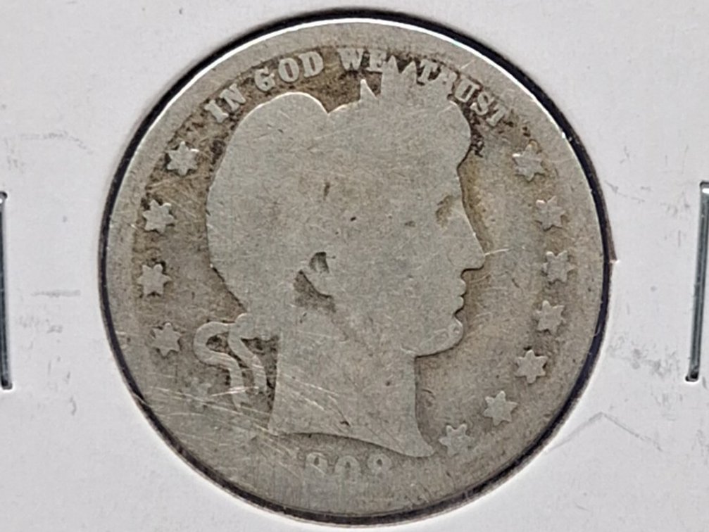 1908 D Barber Quarter Coin