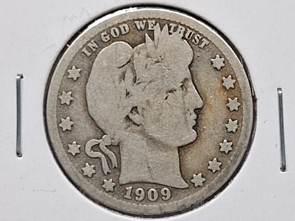 1909 D Barber Quarter Coin