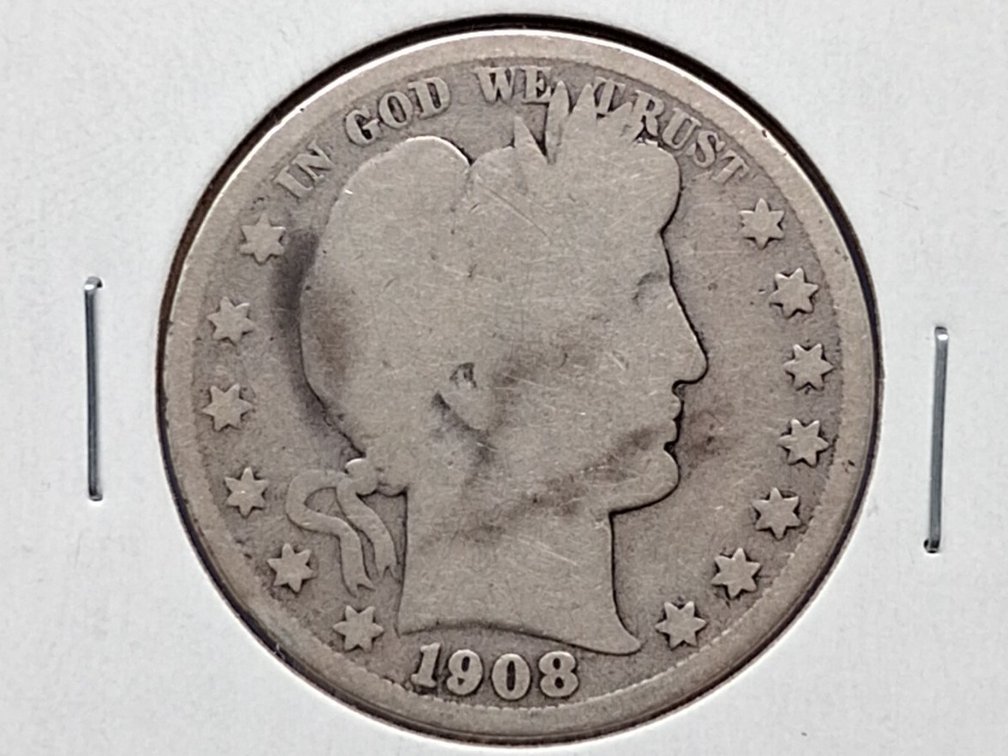 1908 D Barber Half Dollar Coin