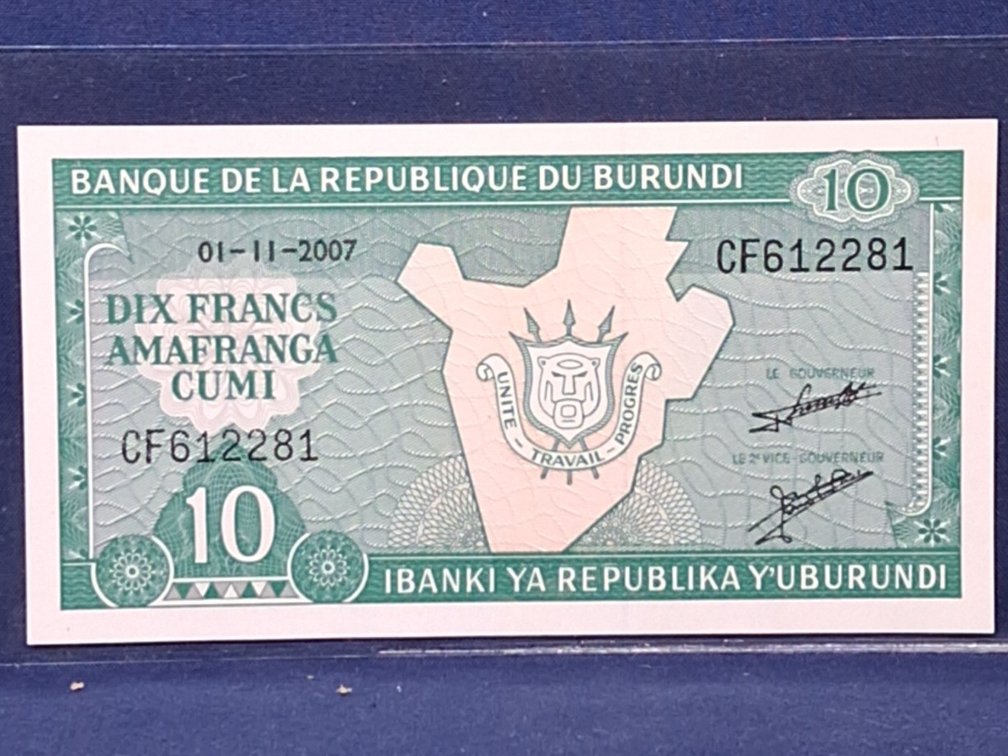2007 Crisp UNC Burundi 10 Francs