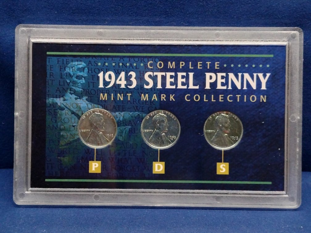 1943 Steel Penny Mint Mark Collection Panel