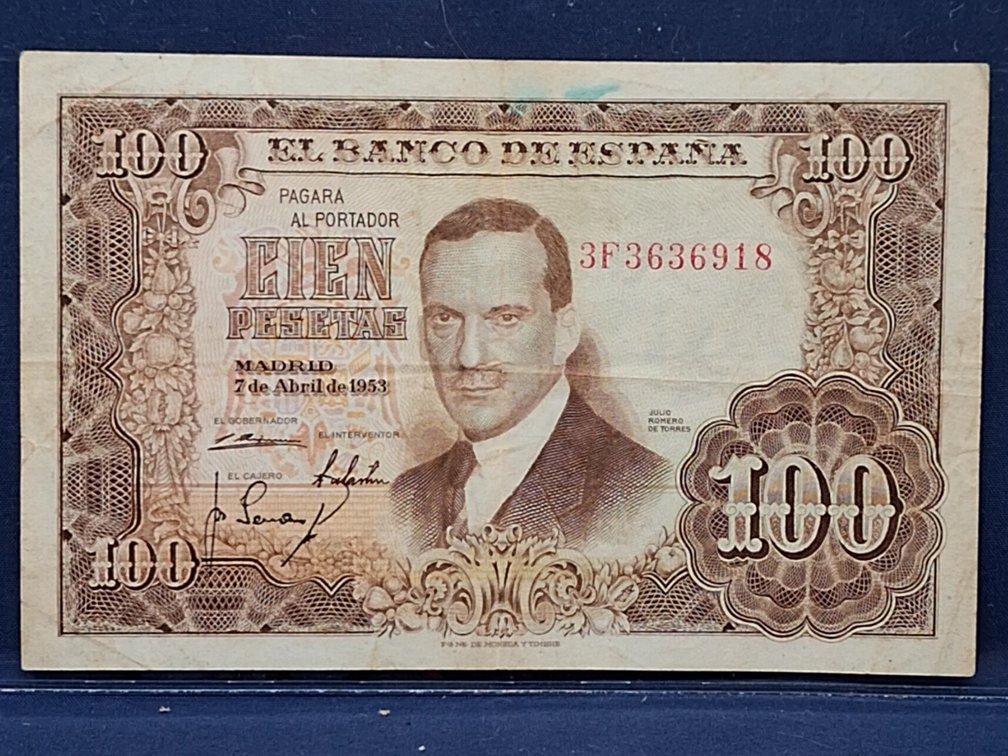 1953 Spain 100 Pestas