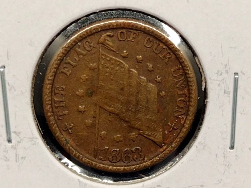 1863 Civil War Token The Flag Of Our Union