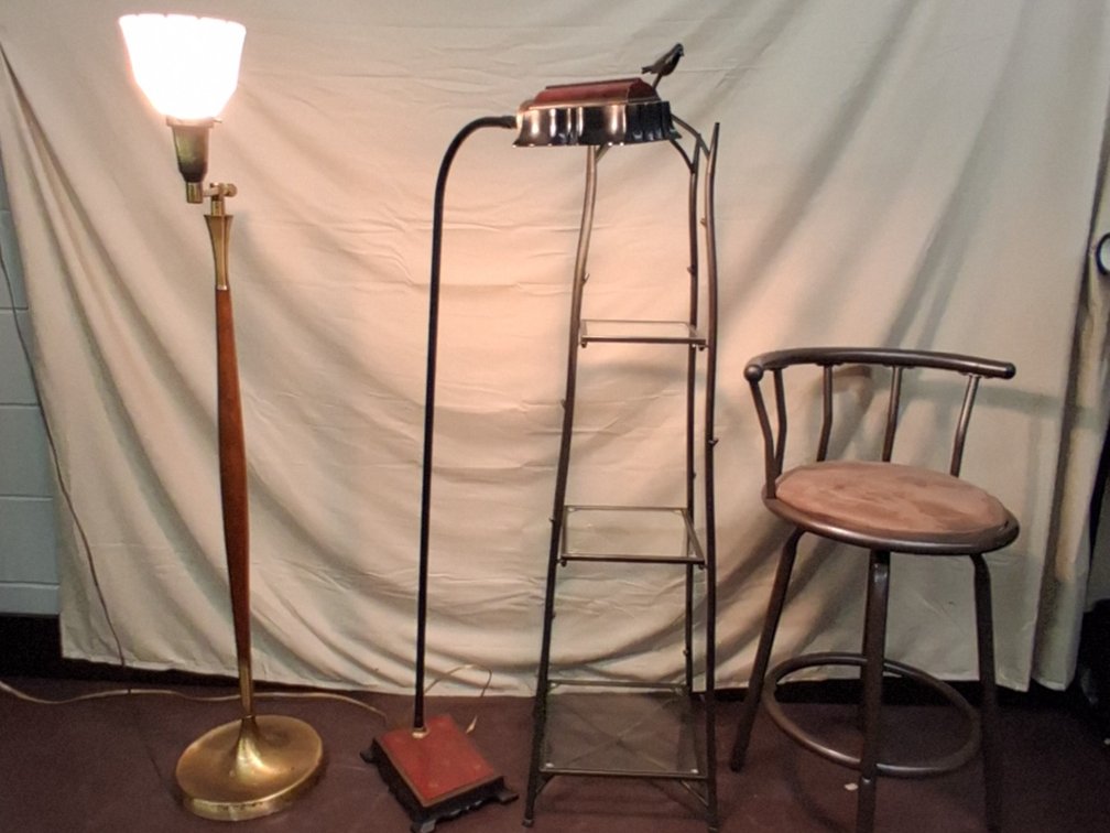 lot of 2 floor standing lamps 3 tier glass