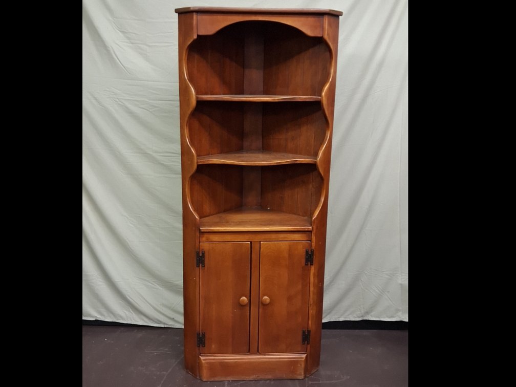 wooden corner hutch, brand unknown