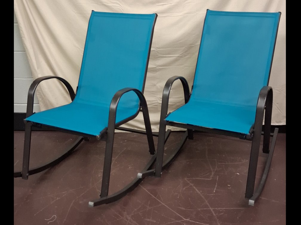 2 rocking high back mesh fabric patio chairs