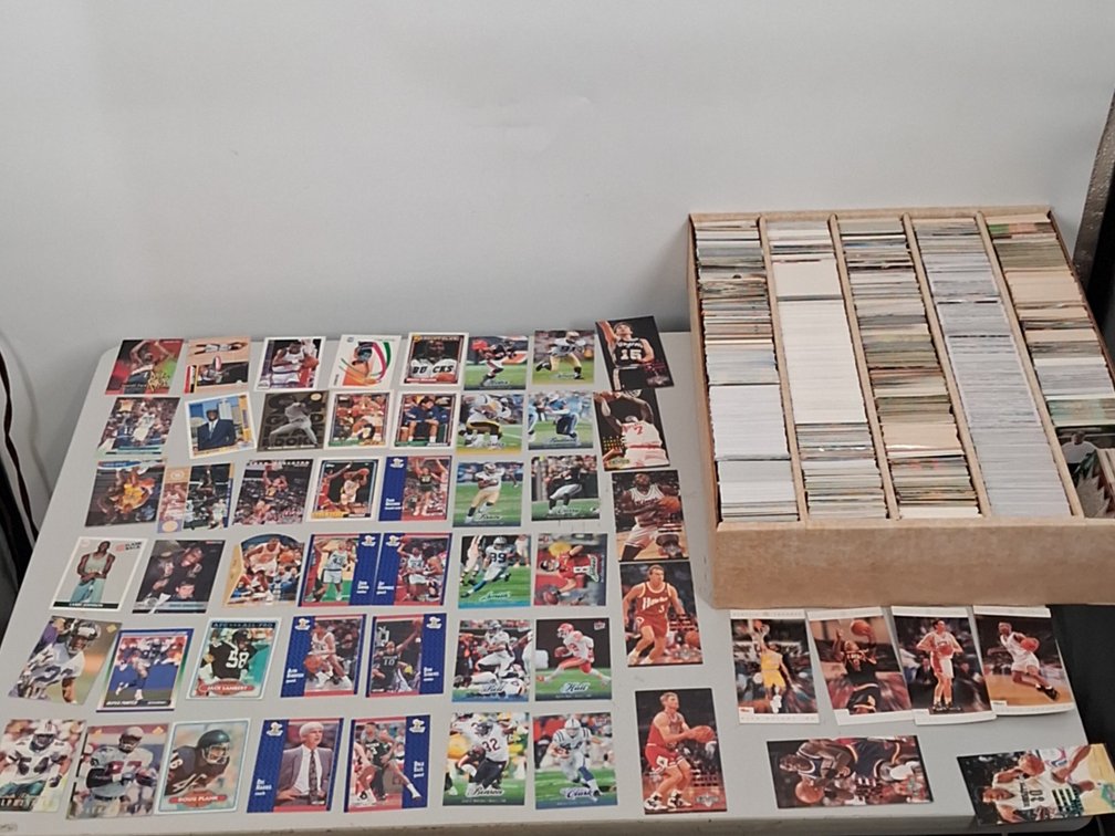 monster box of Basketball and Football cards