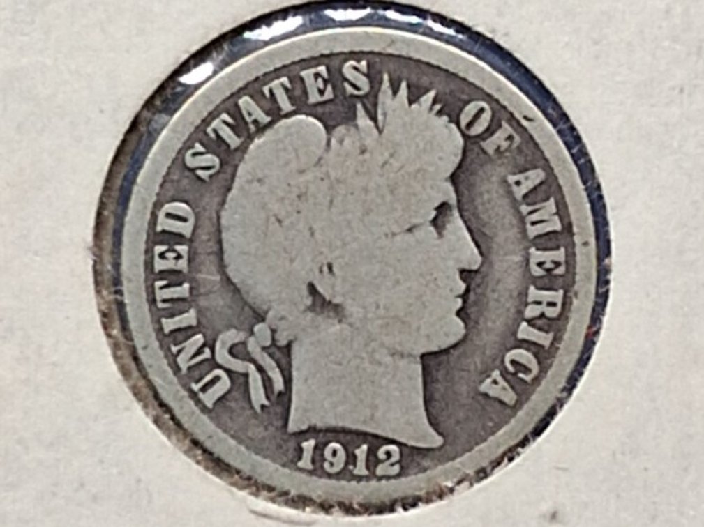 1912 D Barber Dime Coin