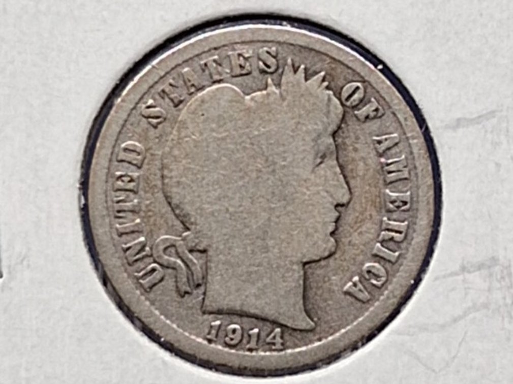 1914 D Barber Dime Coin