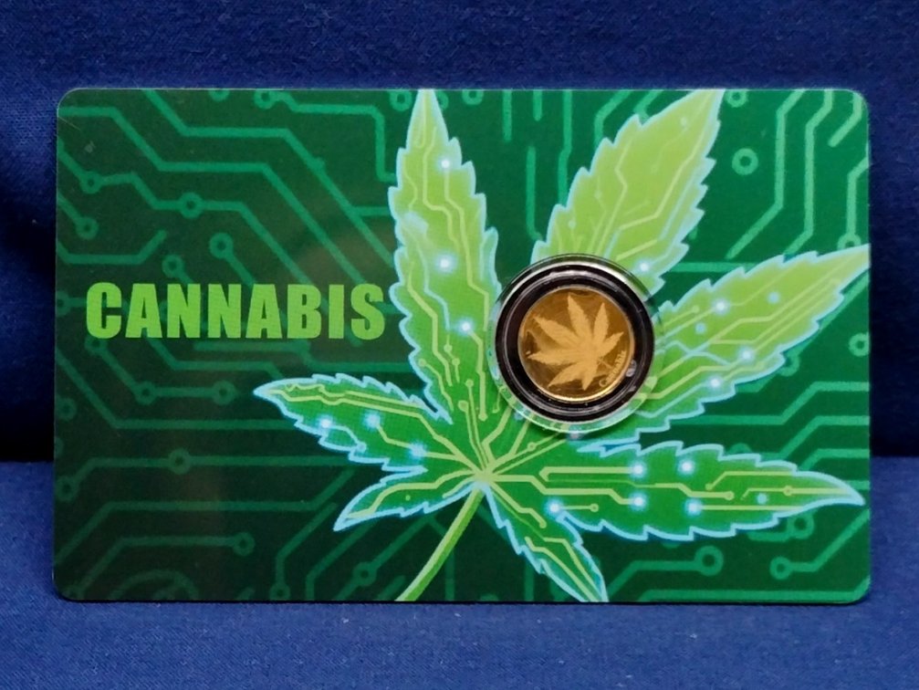 1/1000 oz. .9999 gold round - Cannabis