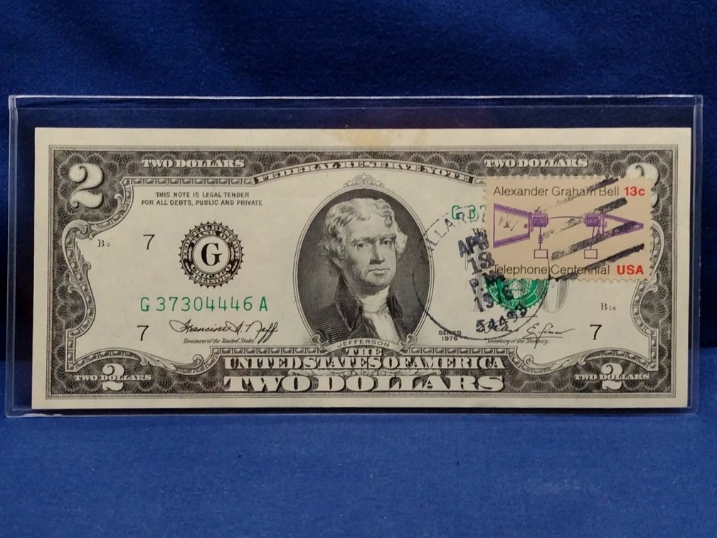 1976 $2 FRN-Chicago Note with Stamp