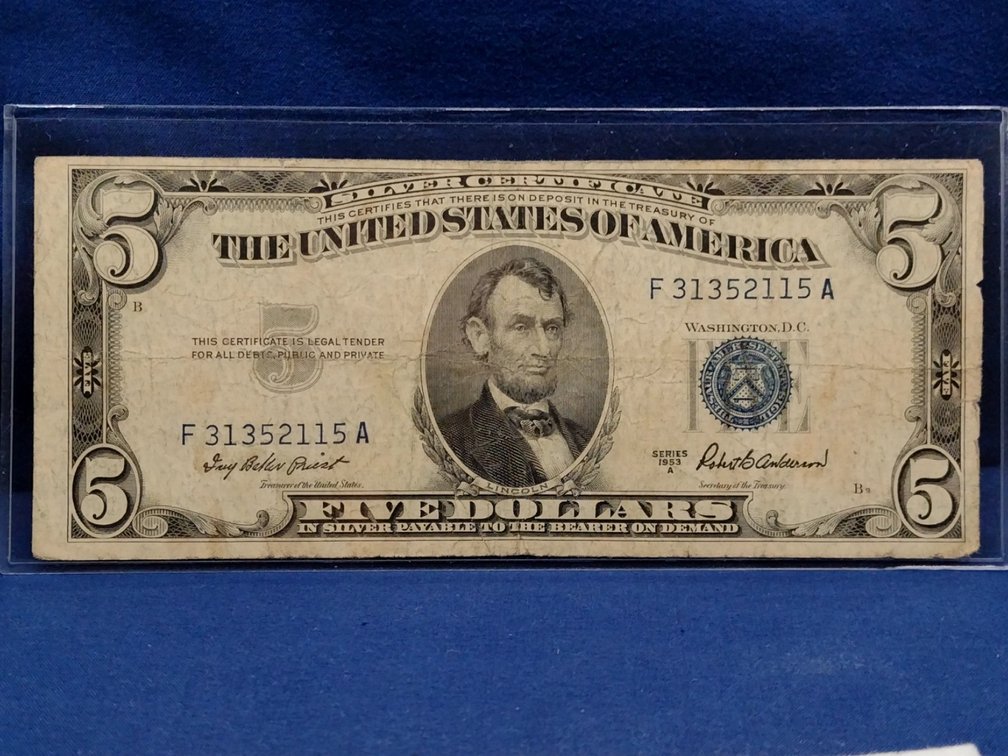 1953 A $5 Silver Certificate Note