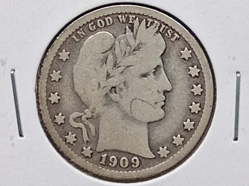 1909 D Barber Quarter Coin
