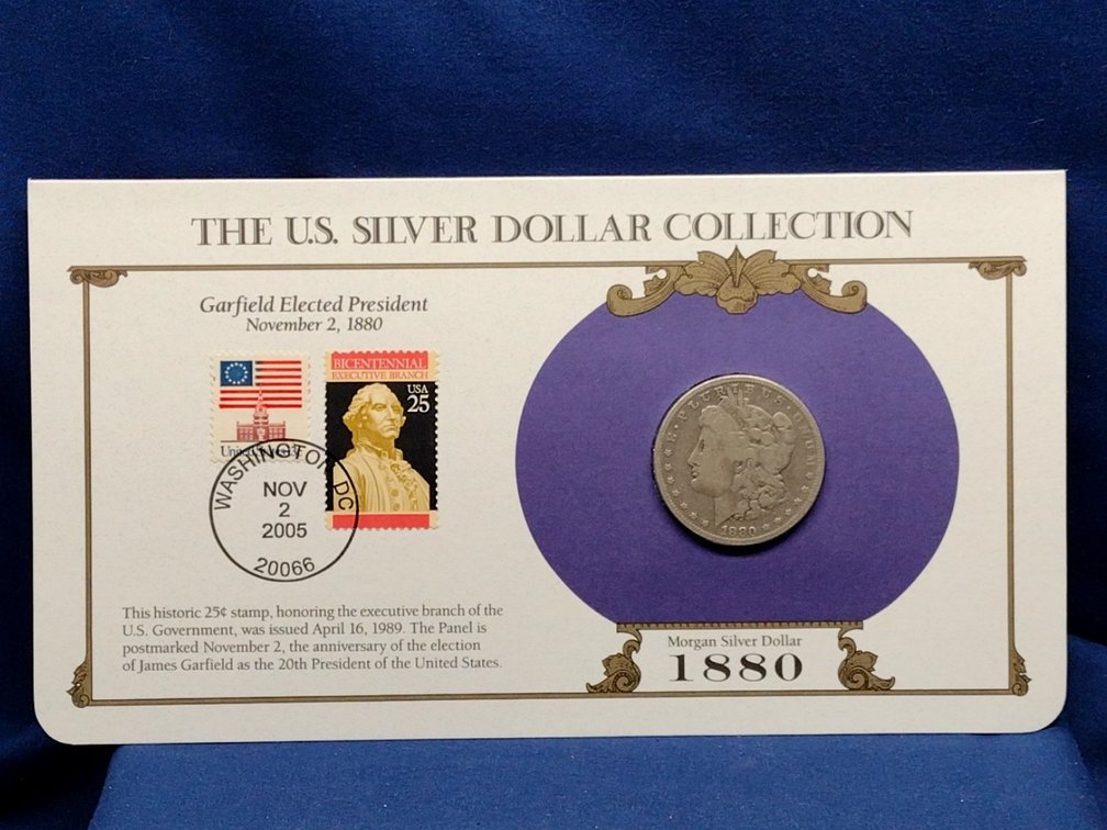 1880 Morgan Silver Dollar Coin and Panel