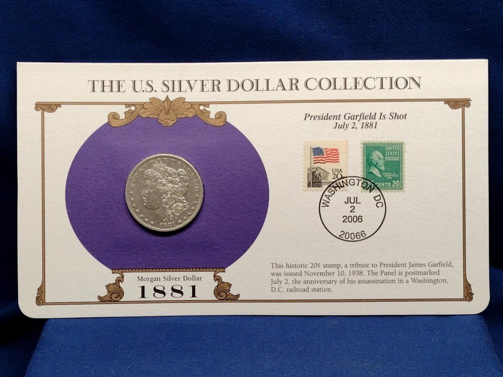 1881 Morgan Silver Dollar Coin and Panel