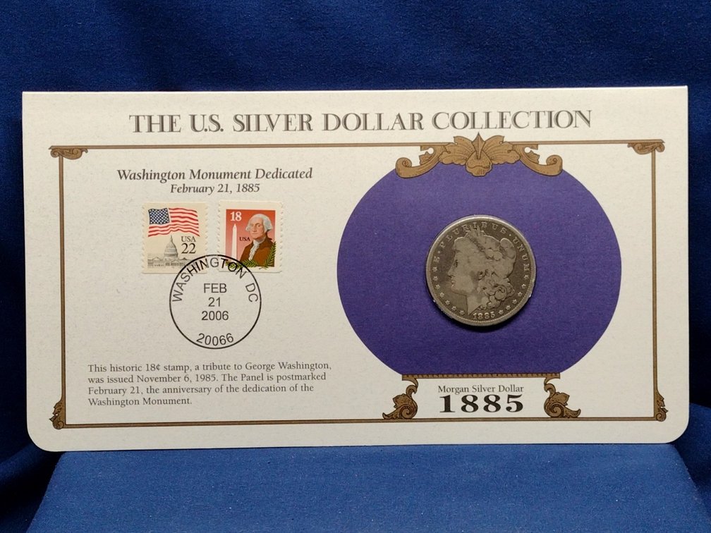 1885 Morgan Silver Dollar Coin and Panel