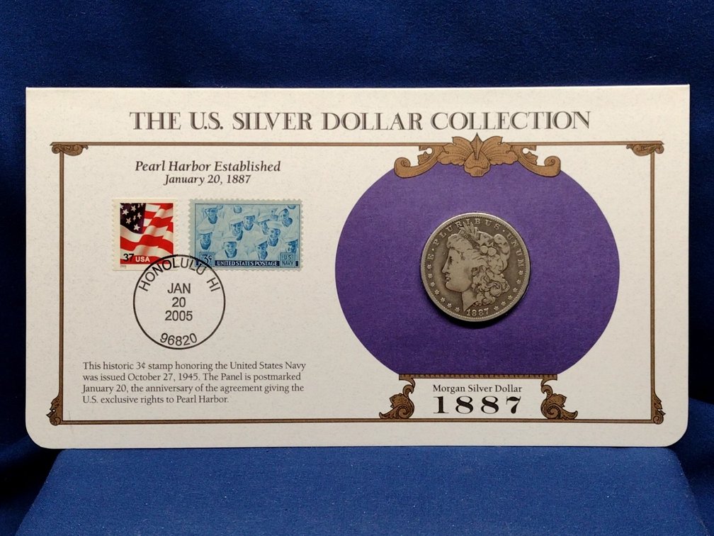1887 O Morgan Silver Dollar Coin and Panel
