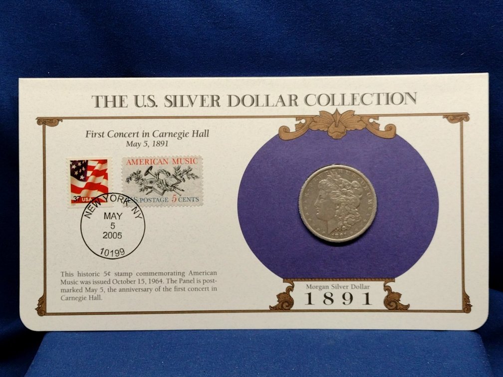 1891 Morgan Silver Dollar Coin and Panel