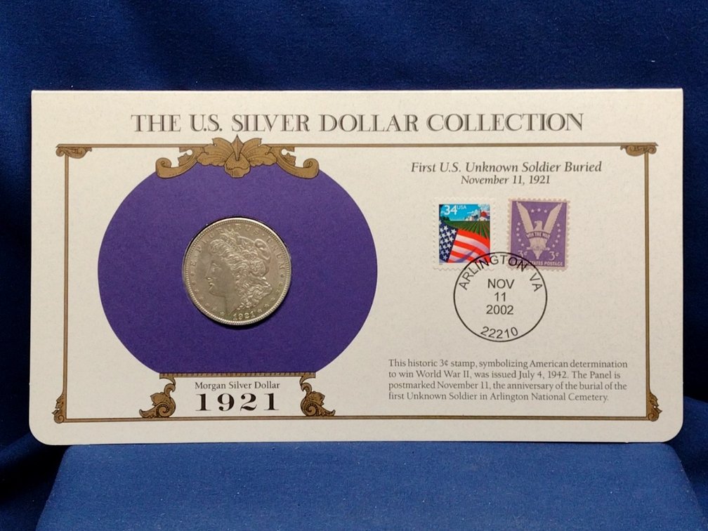 1921 Morgan Silver Dollar Coin and Panel